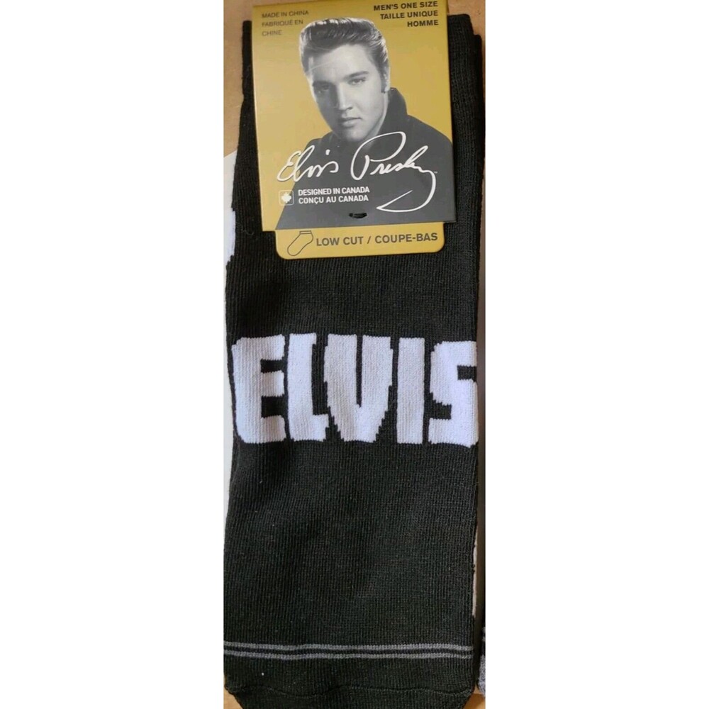 THE Elvis Presley Low Cut Black Memorabilia Pair Socks - Men’s One Size
